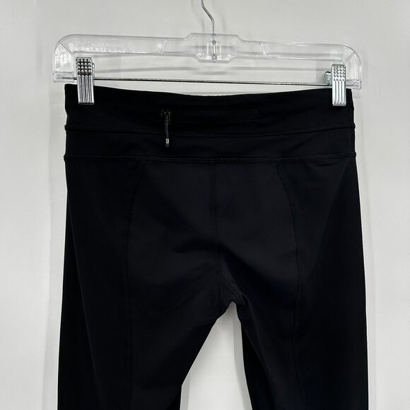 LULULEMON Black Mid Rise Cropped Athletic Stretch Workout Yoga Leggings Size 4 - Picture 6 of 7
